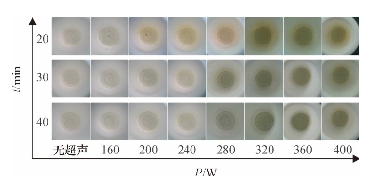 圖5不同密閉消解時(shí)間、不同超聲功率的消解效果